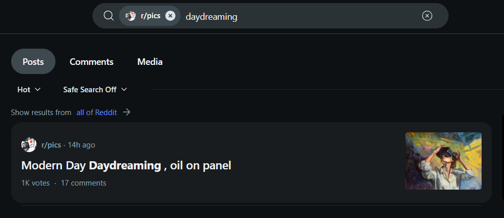 Multimodal search results for daydreaming showing artistic interpretations